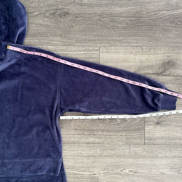 AERIE Velour Hoodie XS Dusty Blue Relaxed Fit Cropped Y2K Retro Loungewear NWT - Picture 9 of 9